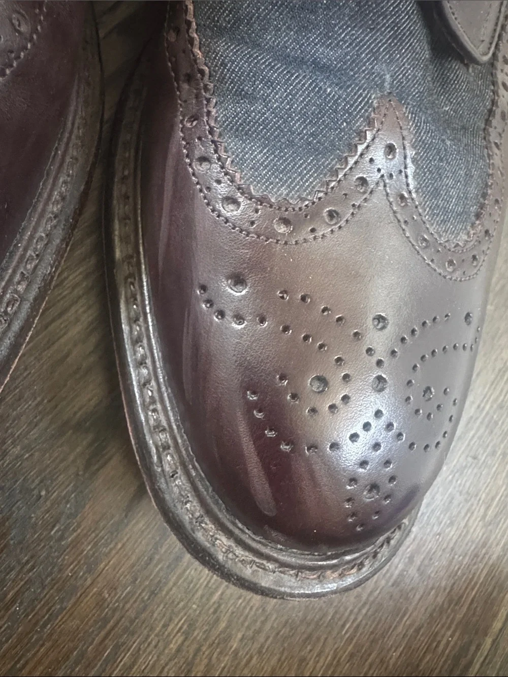 Salvatore Ferragamo Brown Leather and Canvas Wingtip Derby Oxfords 10 2E (wide)